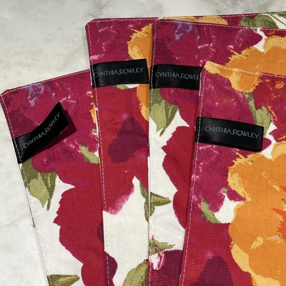 Cynthia Rowley Set of 4 Cotton Bright Floral Square Placemats 15 X 15